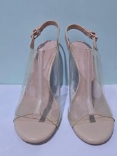Aldo Beige Clear High Block Mule Heel-Size UK5/EU38