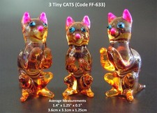 3 Miniature GLASS CATS KITTENS