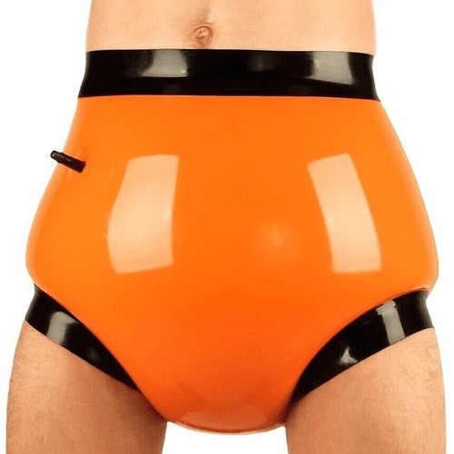 Orange latex briefs shorts - orange,