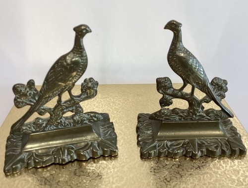 Pair vintage brass peacock - pair, of