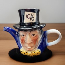 Vintage Blue Alice Wonderland Mad Hatter 10/6 Top Hat Bowtie Teapot Tony Wood 