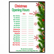 CHRISTMAS SHOP OPENING HOURS AND TIME XMAS ADVERTISEMENT POSTER | A5 A4 A3 A2 A1