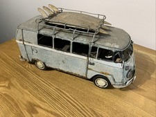Tin Vintage Volkswagen VW CAMPER VAN Retro model complete with surf boards.