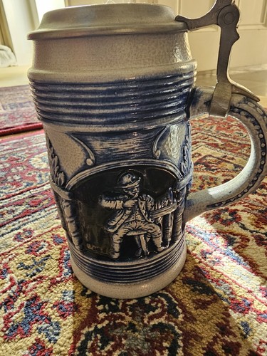 Antique german lidded beer - german,