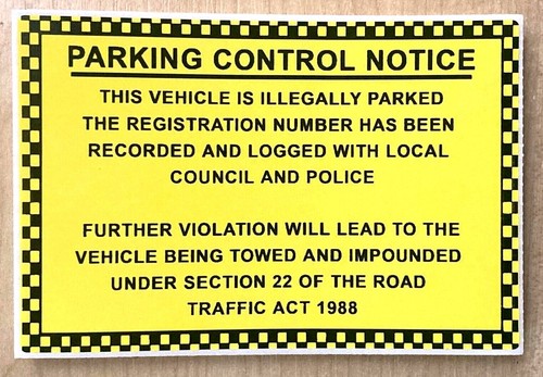 Parking control notice - no,