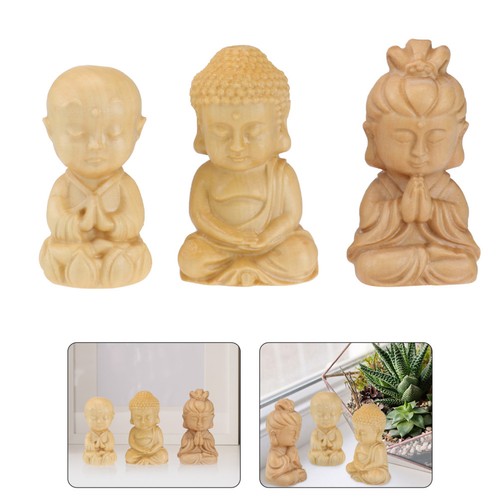 3pcs mini wooden - 3pcs, buddha