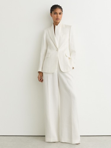 Reiss womens white linen - white,