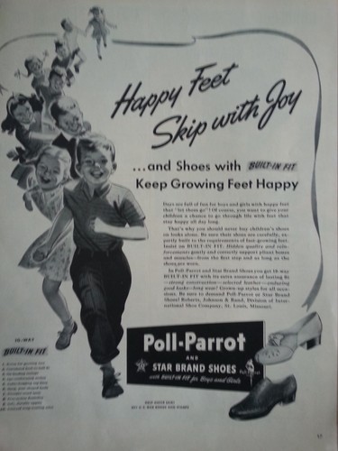 1943 poll parrot shoes - parrot, happy