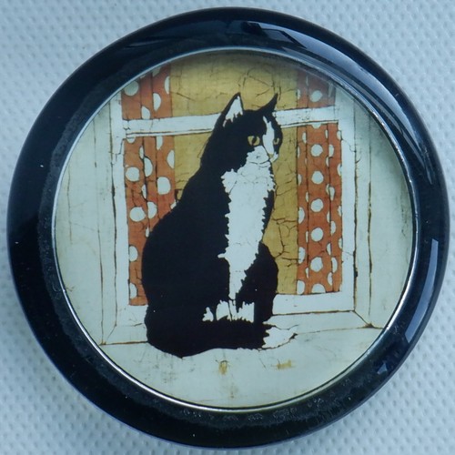 Vintage glass paperweight cat - paperweight,