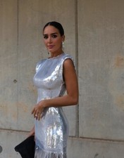 ZARA NEW WOMAN SEQUINNED MINI DRESS WITH FRINGING SILVER Size XS 9249/407