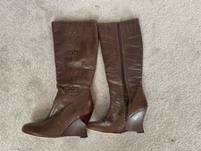 Dune leather n knee High wedge