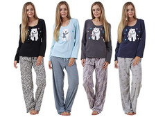 Ladies Ex Store Cotton Pyjama Set Womens Zebra PJ's Set Long Sleeve Lounge Wear