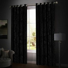 Thick Blackout Crushed Velvet Curtains Ring Top Fully Lined Ready Made Curtains
