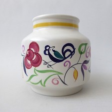 Poole Pottery table lamp base bird flora traditional. Signed LE3 vintage ceramic