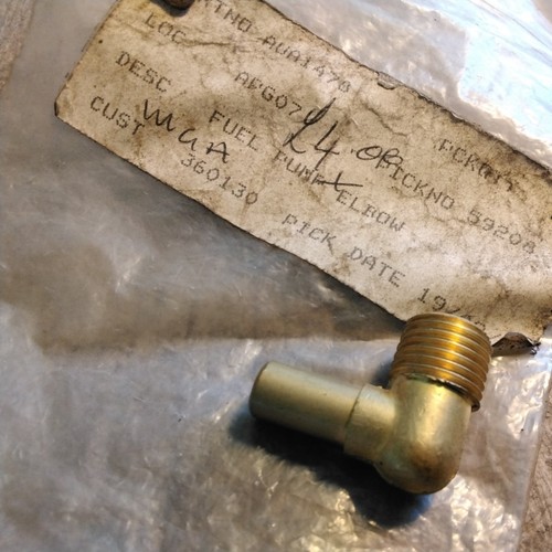 Mgb fuel pump elbow - td, tf..