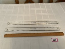 3 VINTAGE BRITISH RAIL B.R. WOODEN/PLASTIC 18’’ RULERS, OFFICE, SUPPLIES (220/33