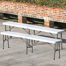 Neo Bench Set Folding Chairs Indoor Outdoor Garden Plastic Table Portable BBQ