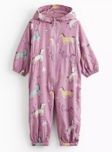 Girls pink puddlesuit - puddlesuit, horse