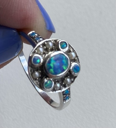 Sterling silver real opal ring - opal,