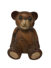 Hand-Carved Wooden Bear Ornament Figurine Rustic Home Decor 18cm Teddy Brown