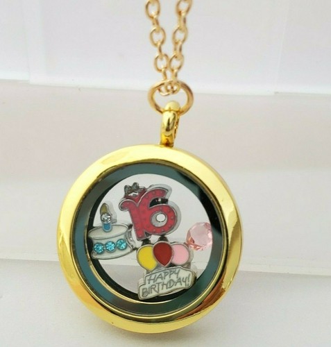 Birthday glass small locket - glass,