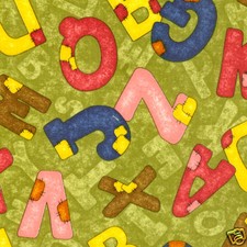 Fabri Quilt - ABC Pals - Alphabet Letters  - 100% Cotton Fabric Patchwork 
