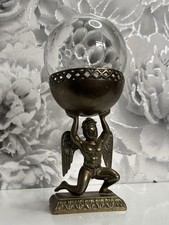 Vintage Brass Cherub Crystal