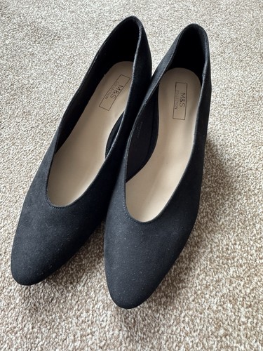 Ladies black faux suede court - ladies,