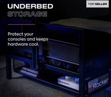 X ROCKER Basecamp Single 3ft Gaming Bed Frame TV Mount Metal Storage Shelf BLACK