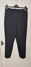 New Zara Womens Ladies Trousers Pants Size L 12 Black High Rise Trapered