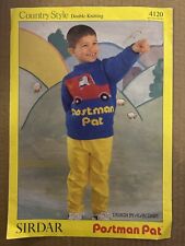 KIDS CHILDRENS POSTMAN PAT JUMPER TOP 24”-28” VTG DK KNITTING PATTERN SIRDAR4120