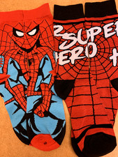 2 pairs Spiderman / SuperHero theme Novelty Socks. Excellent value !!