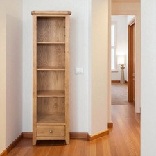 Slim Bookcase Solid Oak Storage Display Shelving Unit Dorset Country Assembled