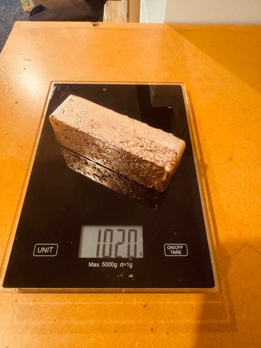 Hand poured copper ingot - hand,