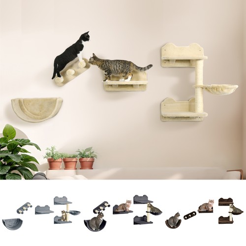 4pcs wall mounted cat shelves - 4pcs,