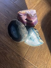 3 Agate Crystals 2 In Blue And