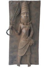 Superb Benin Bronze Warrior Plaque. Stunning,  rare, Old example. 55cm. Nigeria.