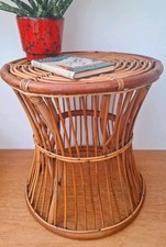 Vintage Retro Boho Genuine 60s 70s Cane Bamboo Woven Side Coffee Table 45cm