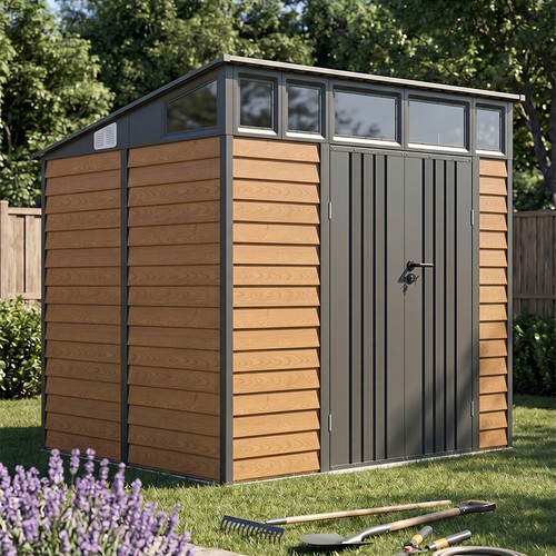 8x7ft metal garden shed pent - metal,