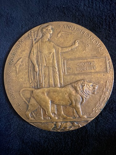 Ww1 death penny plaque - penny,
