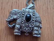 Picador Marcasite Elephant Pendant Watch on 72cm chain. new battery.