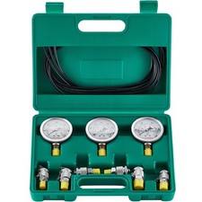 VEVOR Hydraulic Pressure Test Kit 3 Gauges 6 Test Couplings 3 Test Hoses Case