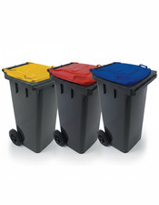 120L Mobile Waste Management Sorting Outdoor Rubbish Council Bin with Wheels