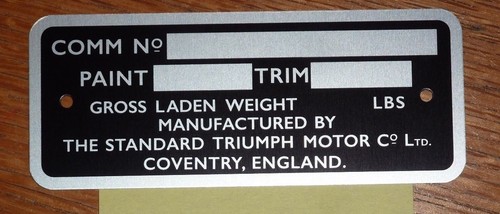 Triumph tr4a commission - triumph, plate