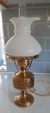 Vintage Brass & Glass Electric Hurricane/Oil Lamp