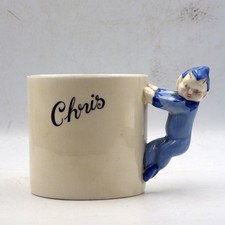 CLARICE CLIFF 1930s Art Deco Nursery Ware BLUE PIXIE MUG