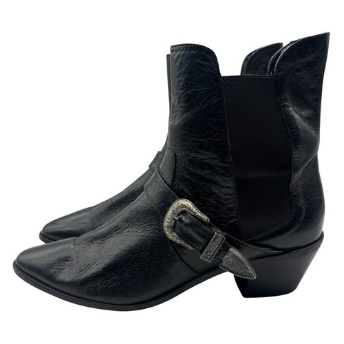 Zara black leather buckled - zara,