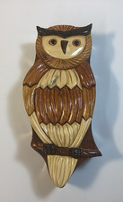 Wooden Owl Hand Carved Wood Puzzle Trinket Box Secret Compartment - 8" x 3.5"