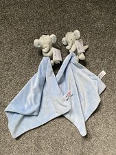 TWO Sainsburys TU Blue Grey Elephant Soft Toy Comforter Blanket X2 Blankie