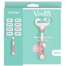 Venus Deluxe Smooth Sensitive Rose Gold Razor Women Shave Pack 8 Blades + Handle